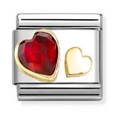 Nomination Composable Classic Link 030613/05 Red CZ & Gold Hearts in Gold